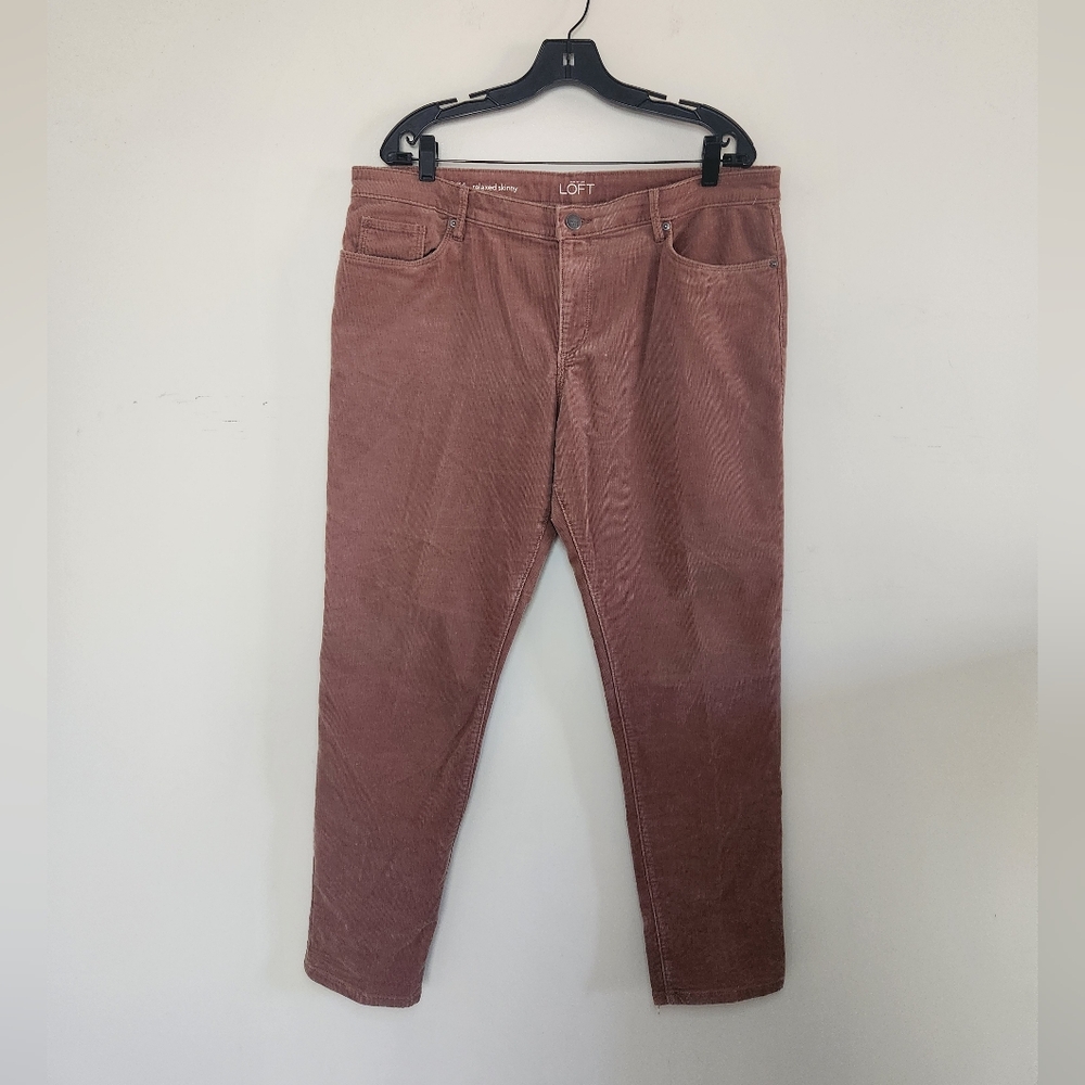 Loft Women's Brown Relaxed Skinny Corduroy Psnts Sz 14